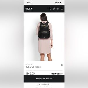 Tumi leather backpack voyageur ruby